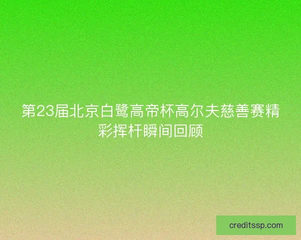 第23届北京白鹭高帝杯高尔夫慈善赛精彩挥杆瞬间回顾